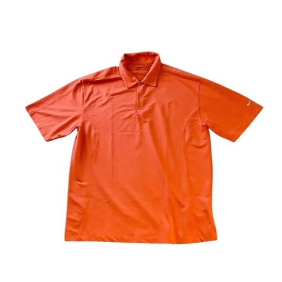 Nike Golf Dry Fit Polo Orange Shirt Swoosh Logo Mens Size L - Picture 1 of 8